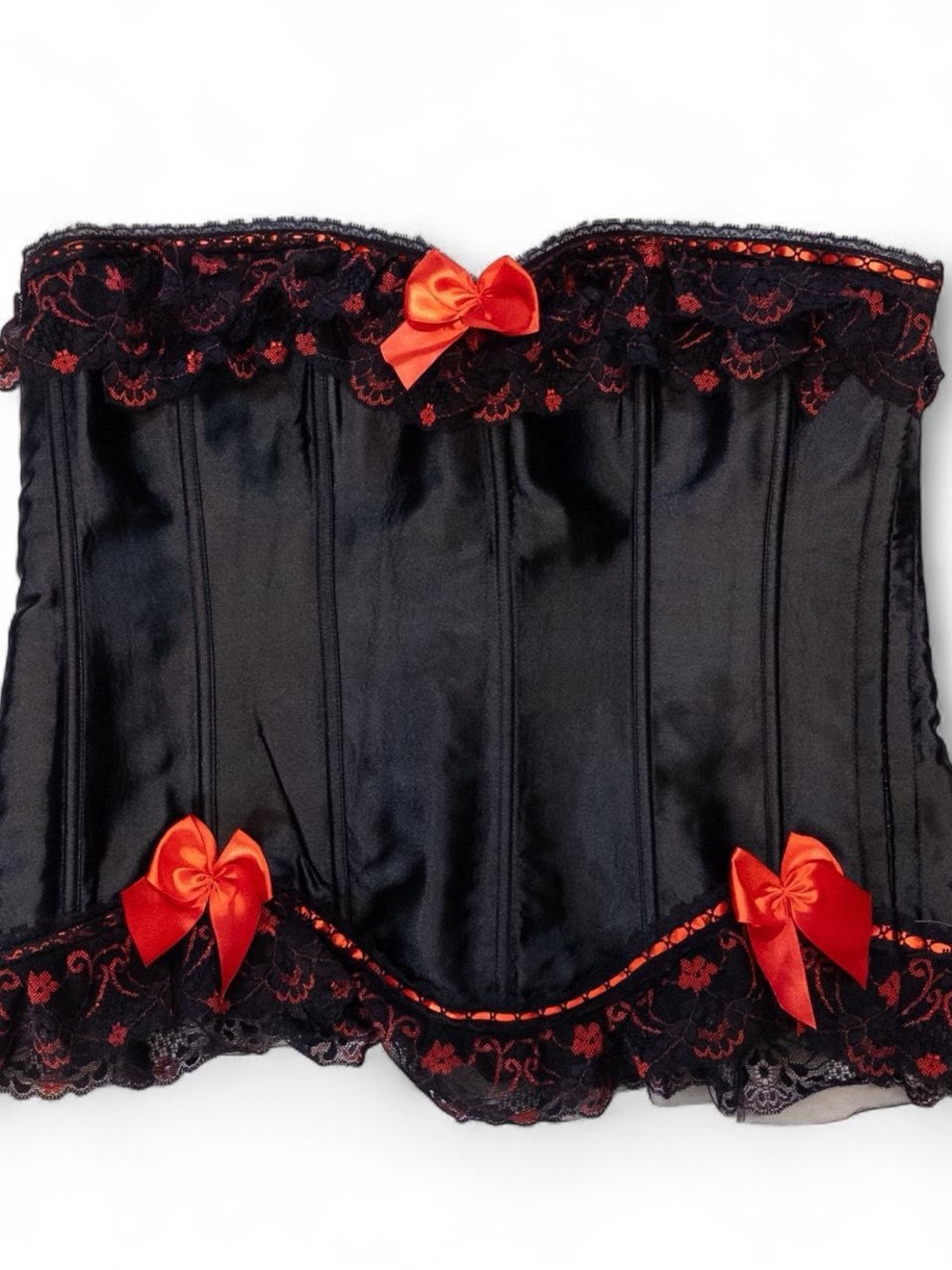 Black & Red Lace-Up Bustier Corset – Plus Size 3XL